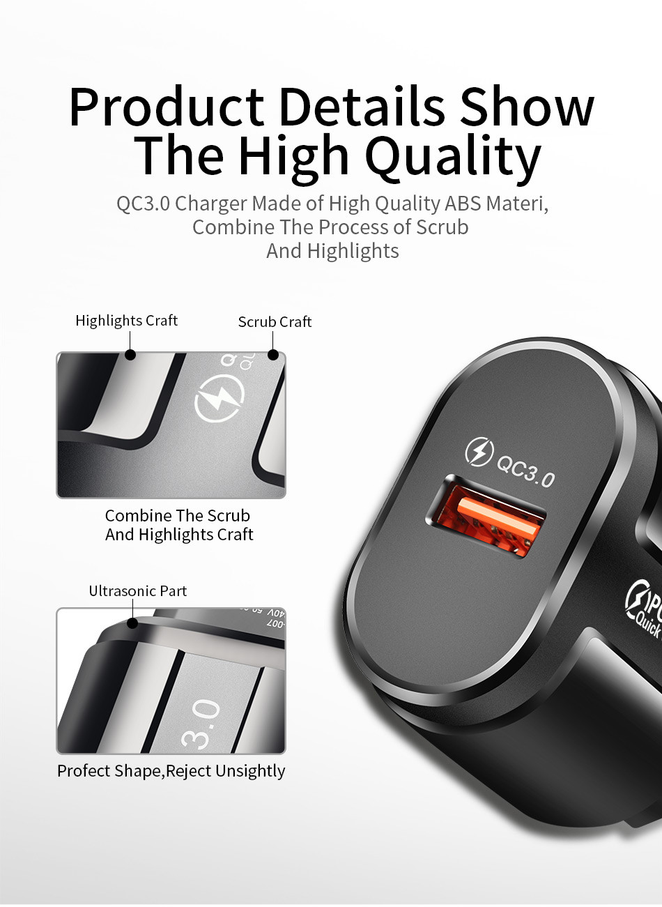 USLION Quick Charge QC 3.0 USB US EU Charger Universal Mobile Phone Charger Wall Fast Charging Adapter For iPhone Samsung Xiaomi