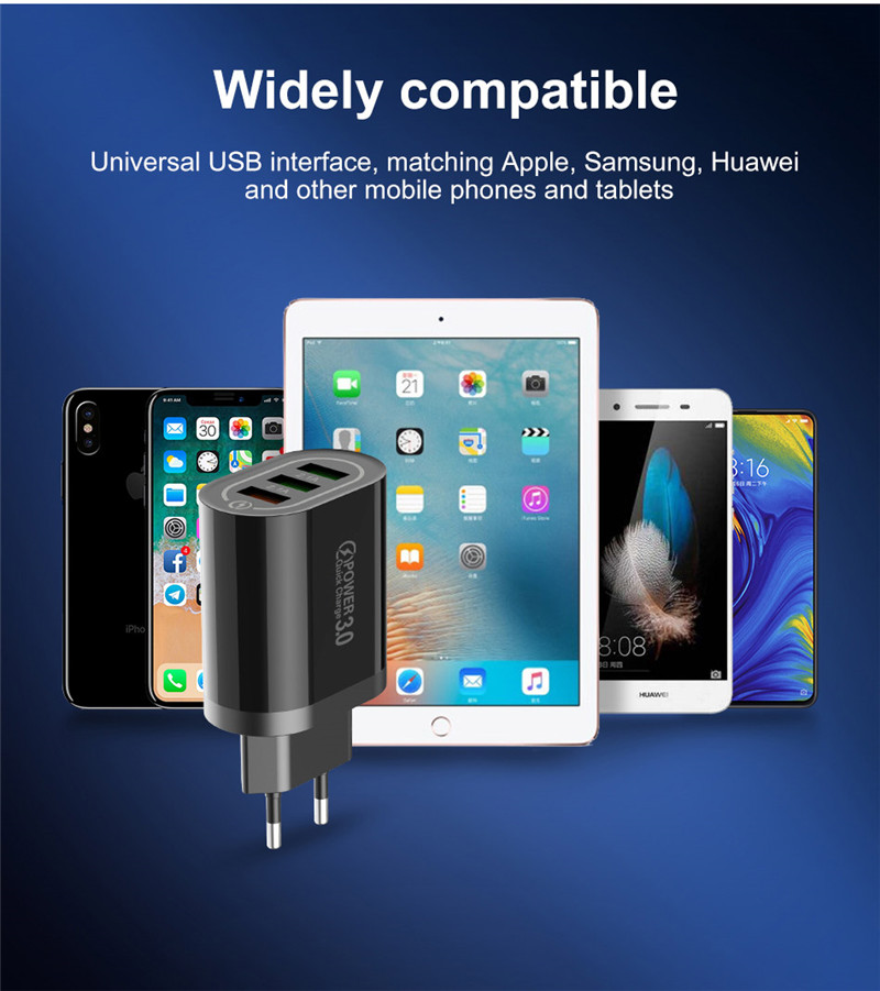 USLION Quick Charge 3.0 USB Phone Charger For Samsung S8 S9 Xiaomi mi 8 Huawei Fast Wall Charging For iPhone 6 7 8 X XS Max iPad
