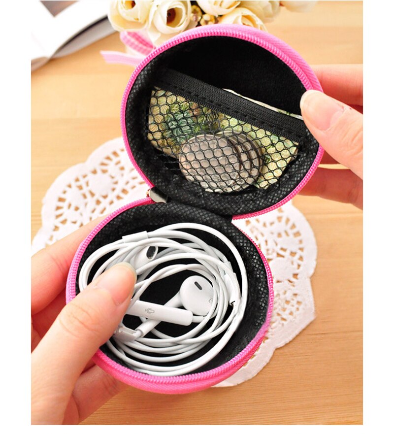 Portable Headphones Cases Mini Zippered Storage Hard Cover Bags Box for Earphone SD Cards Protective USB Cable Organizer Cases